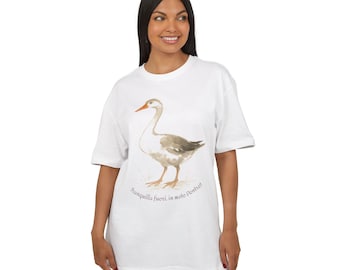 Charming Duck Graphic Tee, Unisex Heavy Oversize Tee, Farm Animal Shirt, Casual Wear for Duck Lovers, Gift for Animal Enthusiasts