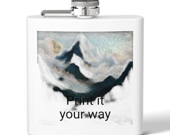 Personalized Stainless Steel Flask - Custom Mountain Design, Unique Groomsmen Gift, Hiking Adventure Flask, Outdoor Lover's Accessory