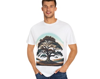 Nature-Inspired Unisex Garment-Dyed Tee | Customizable Art T-shirt, Eco-Friendly Fashion, Gift for Nature Lovers, Casual Wear, Unique Print