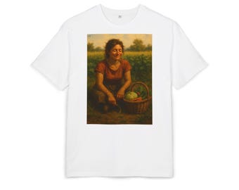 Artwork 1.3 La contadina e il Pòdètì. Artistic Oversize Tee: Vintage-Style Art Design, Casual Wear, Gift for Artists, Gardening, Home Decor