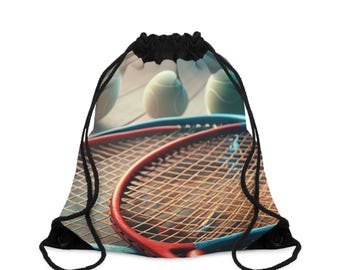 Tennis Drawstring Bag - Perfect for Sports, Gym, Outdoor Activities, Gift for Tennis Players, Athletic Gear