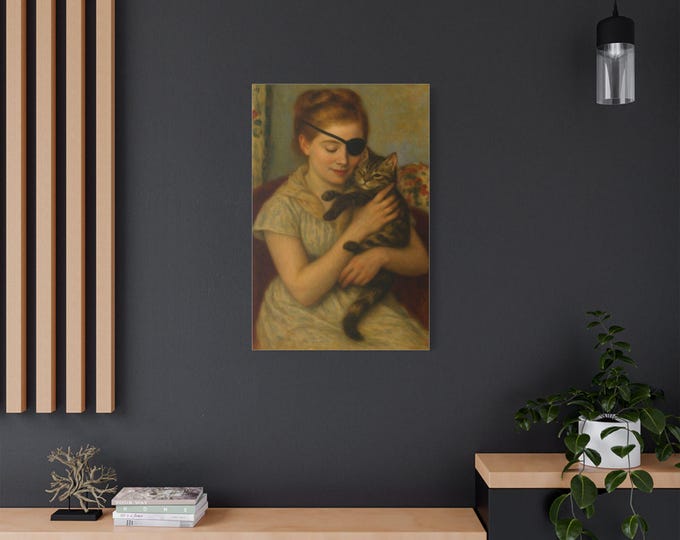 Featured listing image: Artwork N. 03-Complicità. Victorian Canvas Print Art, Wall Decor, Pet Lover Gift, Home Decor, Cat Lover's Wall Art