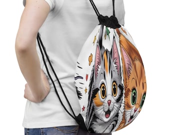 Cat Lover's Drawing Bag - Cute Cats Design, Perfect for Gifts, School, Gym, Tote, and Crafts!