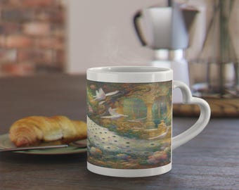 Elegant Heart-Shaped Mug with Peacock Design | Perfect Gift for Weddings, Anniversaries, Home Decor, Mother's Day, and Birthdays