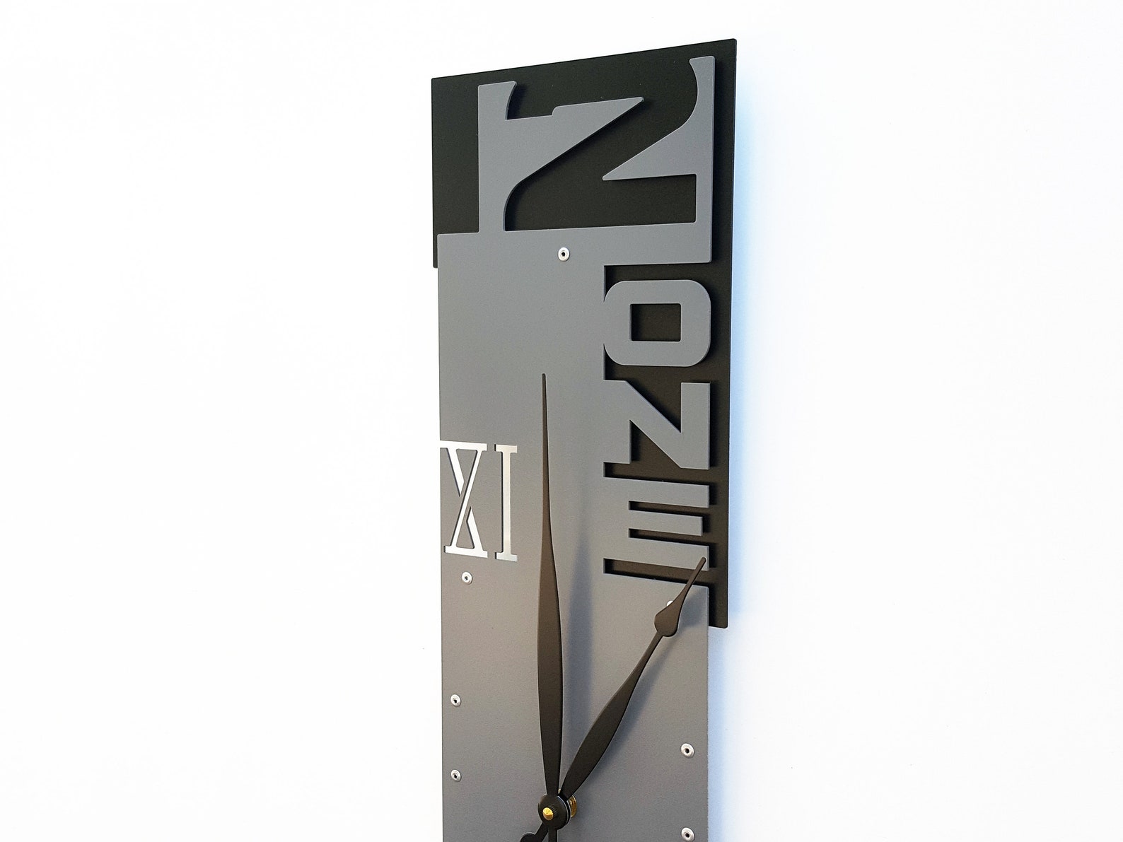 Tall Rectangular Large Wall Clock / Modern Metal Art Gray Home Etsy