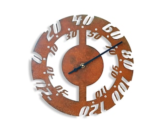 Outdoor Thermometer, Radial IV Rustic Metal Art, Indoor Wall Decor Steampunk Home Decor, Laser Cut Number Industrial Modern, Round Circle
