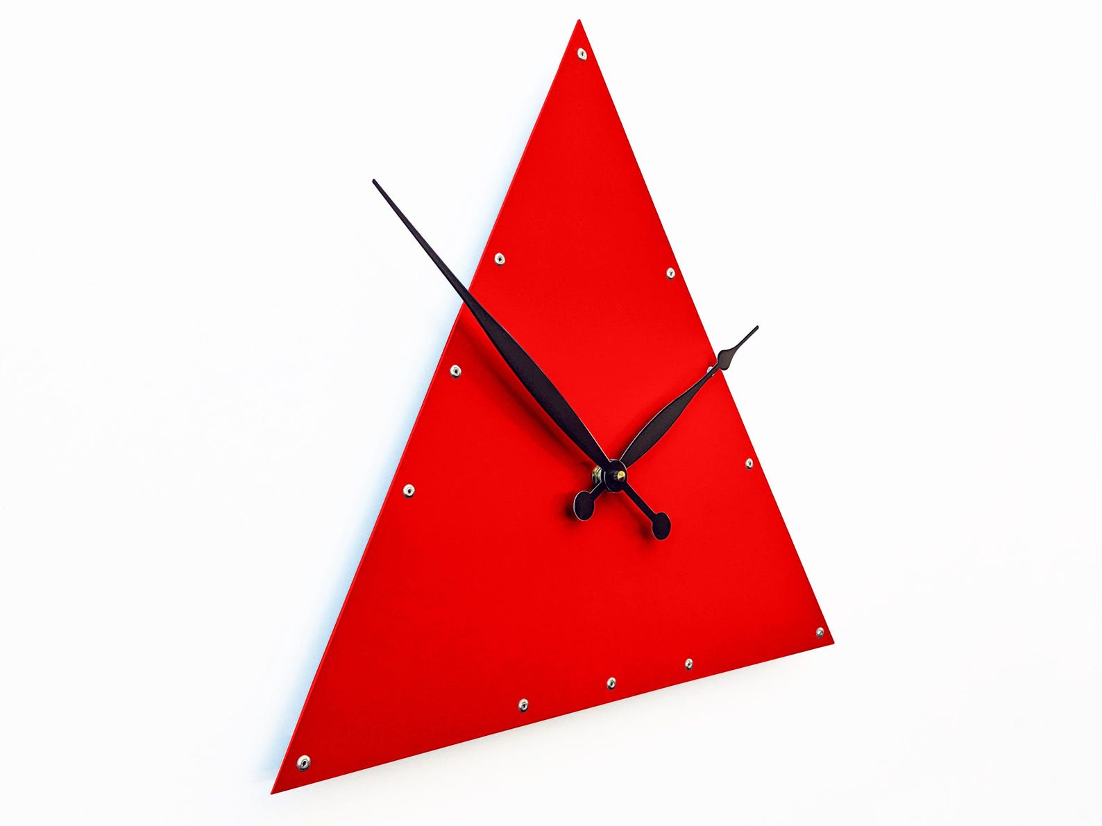 Modern Red Triangle Wall Clock | Geometric Minimalist Wall Art | Bold ...