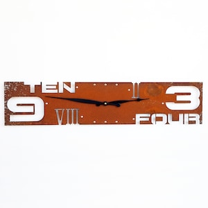 Modern Wall Clock, Outnumbered IV Rustic Distressed Home Decor, Industrial Metal Art, Laser Cut Large Wall Clock, Long Rectangular Shape