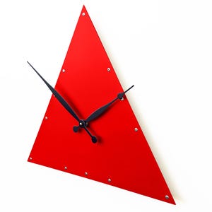 Modern Red Triangle Wall Clock | Geometric Minimalist Wall Art | Bold ...