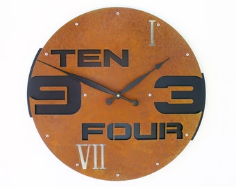 Outnumbered II Wall Clock / Unique Home Decor / Industrial Modern Rustic Metal Art / Feng Shui Handmade Contemporary Steel / Medium Large