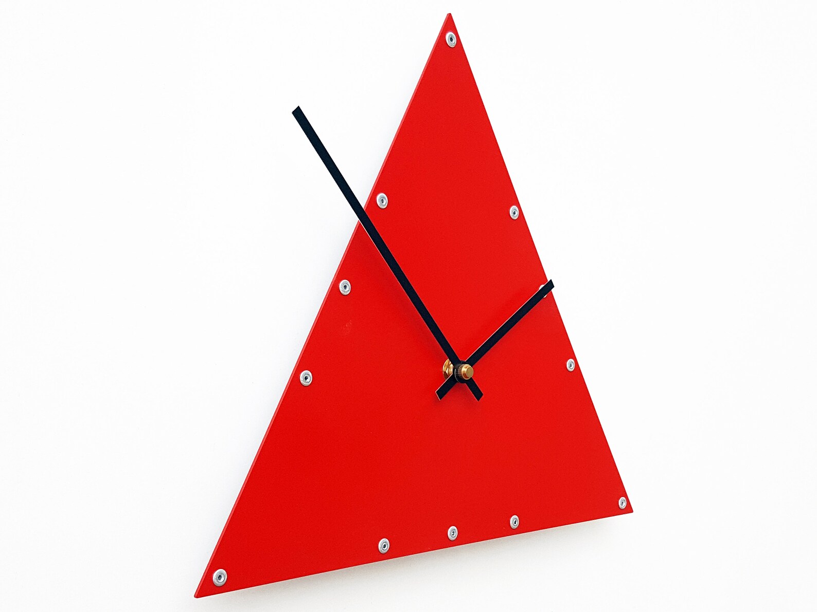 Triangle Wall Clock / Red Wall Decor Modern Office Decor / | Etsy