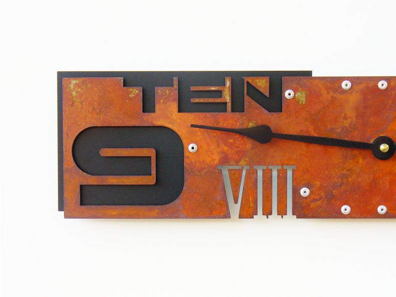 Outdoor Wall Clock in Rust and Black / Southwestern Rustic Etsy