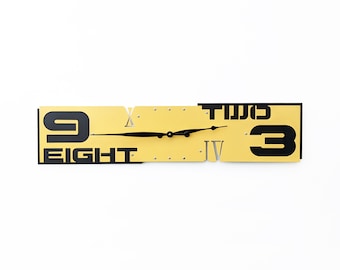 Extra Large Wall Clock, Rectangle Yellow Home Decor, Handmade Original Laser Cut Metal, Paint Custom Colors, Stylish Odd Outnumbered III