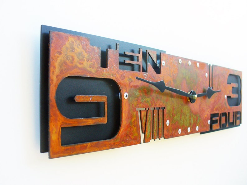 Outdoor Wall Clock in Rust and Black / Southwestern Rustic Etsy