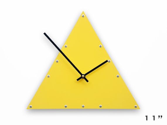 Yellow Retro Wall Clock / Triangle Metal Wall Art / Minimalist - Etsy