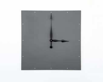 Minimalist Modern Wall Clock in Dark Gray | Contemporary Square Clock Design