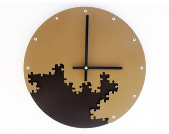 Puzzle III Brown Wall Clock Metal Art / New Edition Warm Coffee Mocha Cafe / Laser Cut Metal Art Unique Home Decor / Odd Missing Piece Nerdy