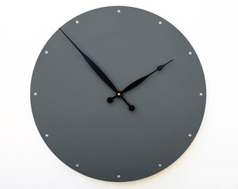 Minimalist Gray Wall Clock | Large Modern Decor | Circle
