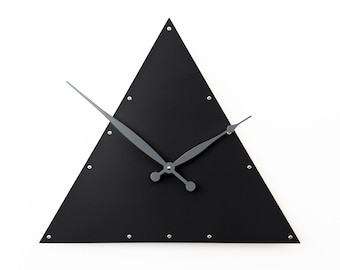 Modern Triangle Wall Clock – Black Geometric Clock, Minimalist Home Decor, Unique Wall Art, Contemporary Triangle Clock Gift