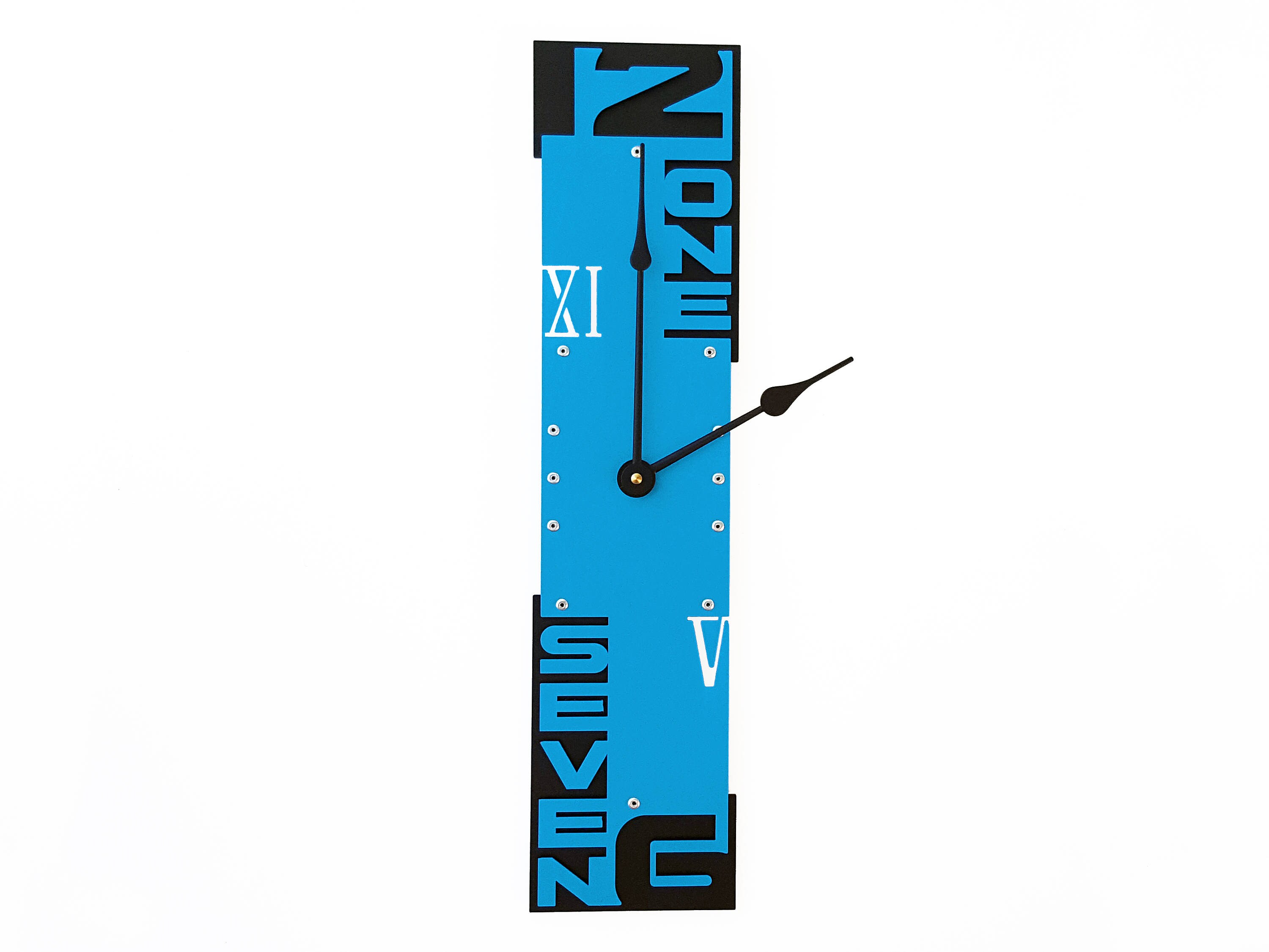 Large Tall Blue Rectangular Wall Clock Big Hanging Modern Etsy