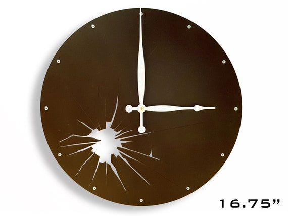 Art Deco Wall Clock Unusual Home Decor Odd Laser Cut Metal Teal Blue Steel Unique Modern Quiet Silent Non Ticking Broken Glass Shatter Home Decor Home Living Jan Takayama Com