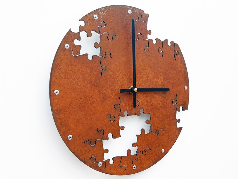 Puzzle IV Steampunk Wall Clock / Escape Room Prop Modern Metal Art / Country Southwestern Rustic Home Decor / Indoor Outdoor Missing Piece image 4