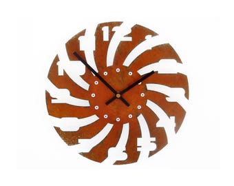 Rustic Saw Blade Wall Clock, Industrial Metal Art for Man Cave Garage, Laser Cut Gift for Men, Modern Farmhouse Home Decor, Saw Blade III