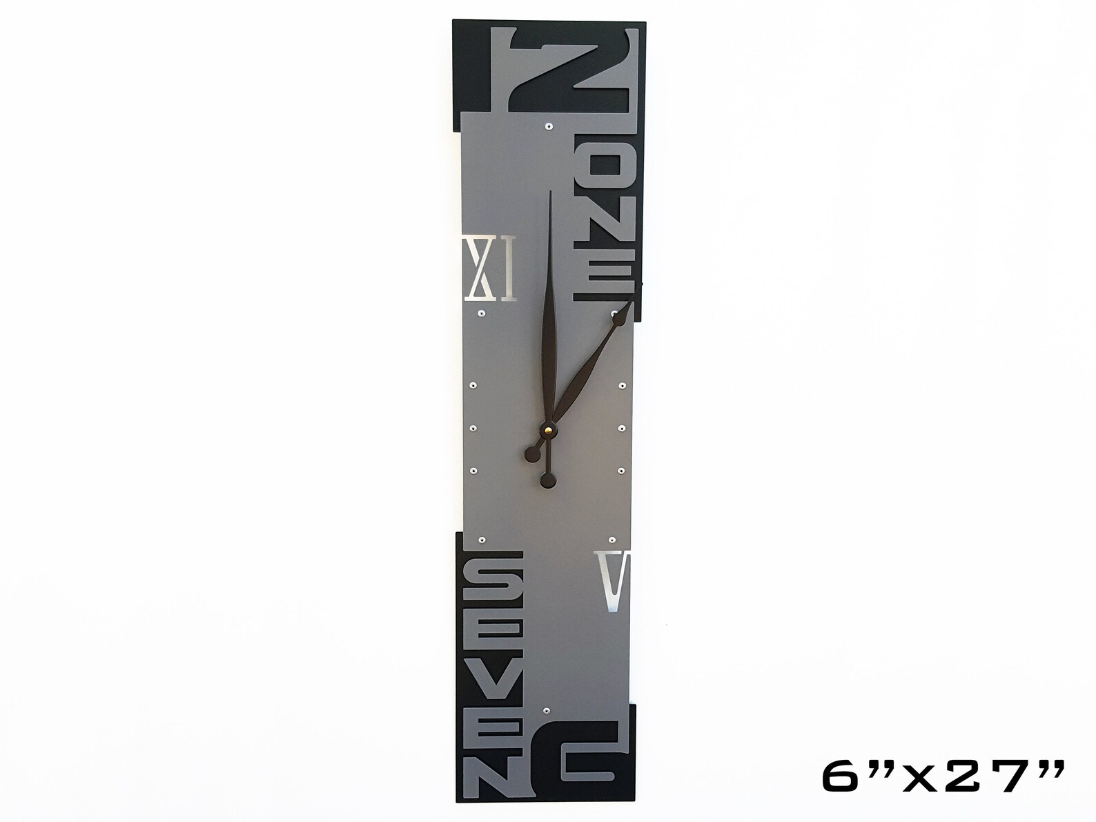 Tall Rectangular Large Wall Clock / Modern Metal Art Gray Home Etsy