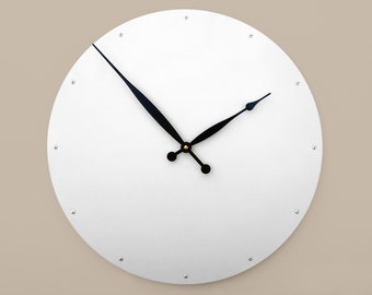 Contemporary White Clock - Funky Home Decor - Large Wall Clock - Circle