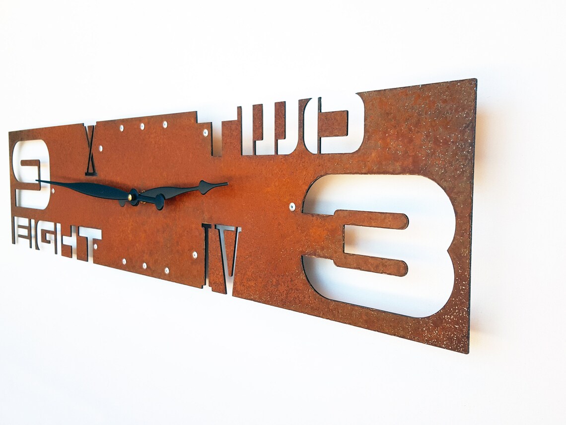 Oversize Wall Clock Large Rustic Decor / Rusty Steampunk Home Etsy