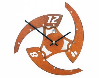 Southwestern Wall Clock, Rustic Home Decor, Unusual Metal Modern Art, Steampunk Farmhouse Housewarming Present, Geometric Steel, Sweep IV