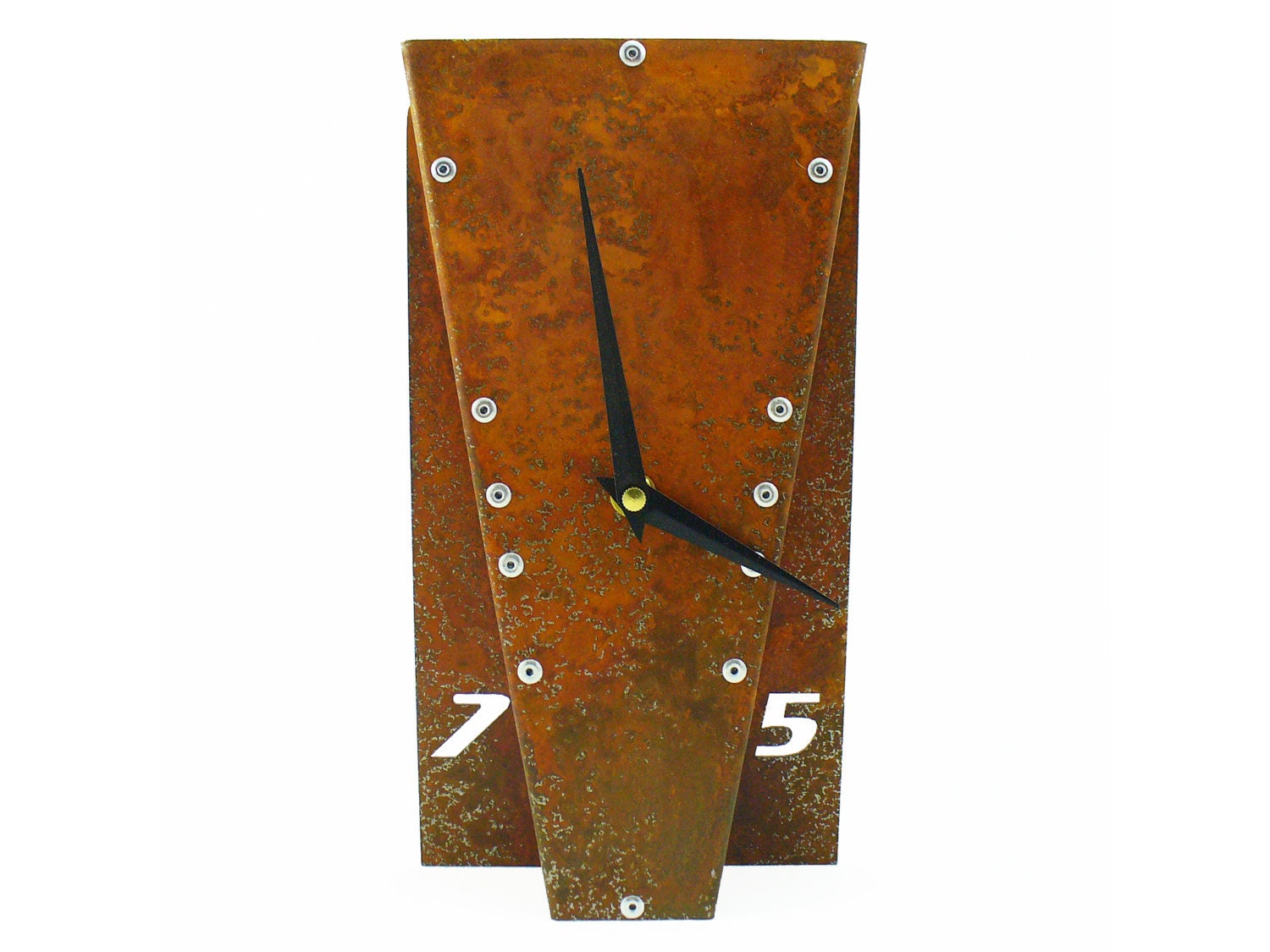 Small Rustic Laser Cut Rectangle Desk Clock Unique Retro Home Etsy