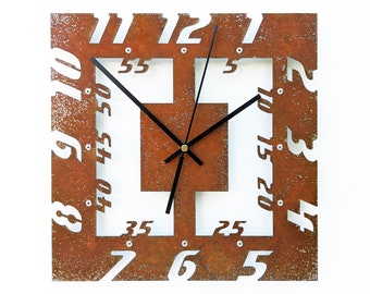 Radial II Wall Clock Rustic / Distressed Metal Steel Patina / Modern Handmade Housewarming Gift Original / Analog Ticking or Noiseless