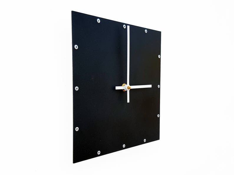 Square Wall Clock / Black Metal Art Minimalist Design / Etsy