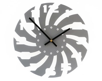 Modern Industrial Wall Clock | Unique Circular Gear Design in Gray Metal Finish | Saw Blade III