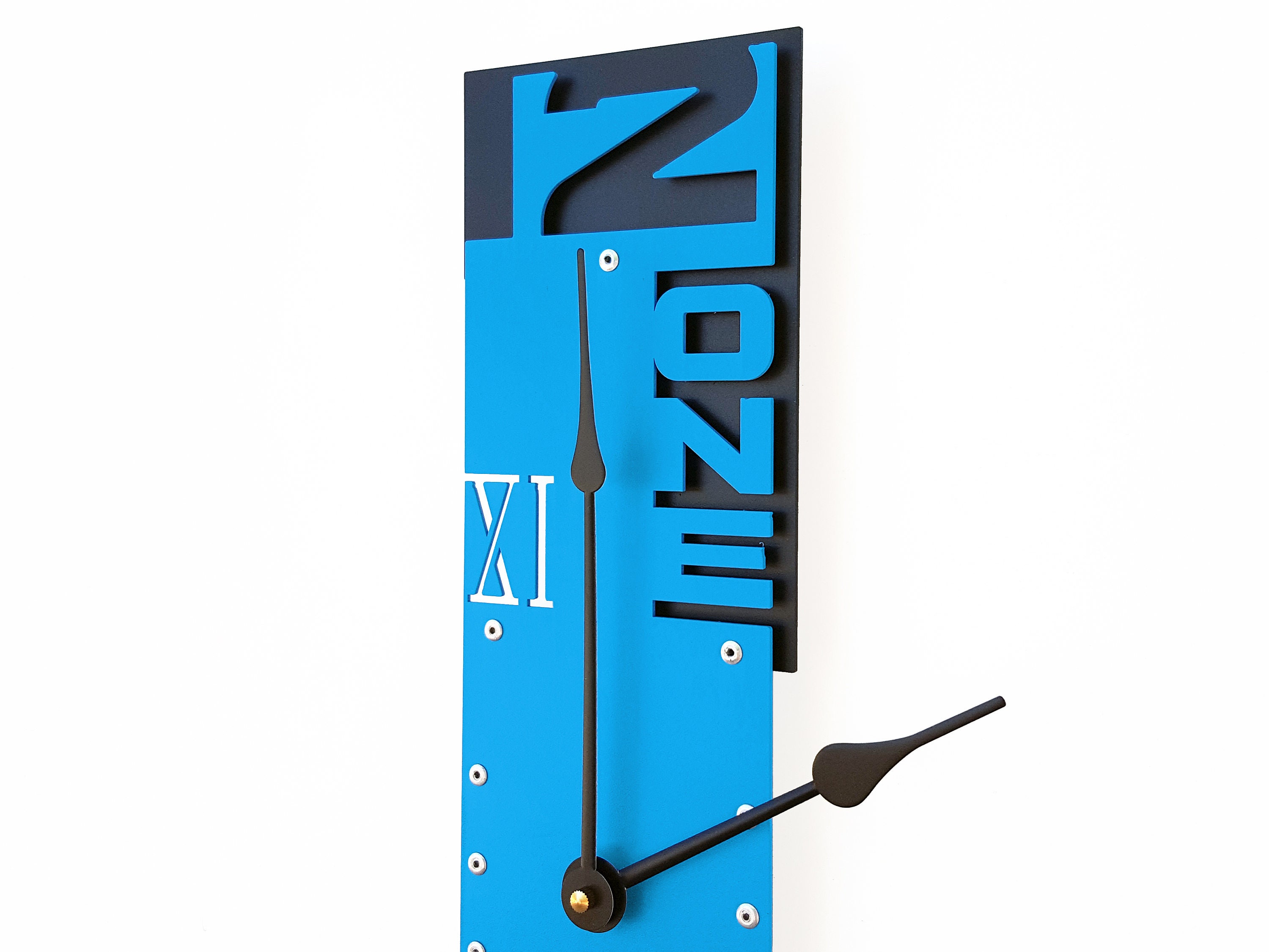 Large Tall Blue Rectangular Wall Clock Big Hanging Modern Etsy