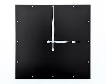 Square Wall Clock / Black Metal Art Minimalist Design / Classic Clean Simple Gothic Home Decor / Unique Modern Deco Shabby Chic Horror Space