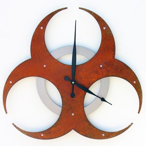 Industrial Biohazard Wall Clock | Unique Metal Art Decor