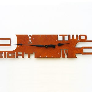 Rectangle Wall Clock, Outnumbered V Industrial Modern Steel Home Decor, Long Shape Roman Numeral Number Wall Clock, Custom Colors Available