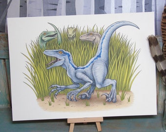 Raptor Squad Illustration A4 Print