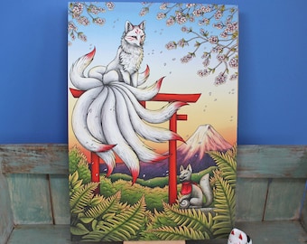 Kitsune-illustratie A3-afdruk