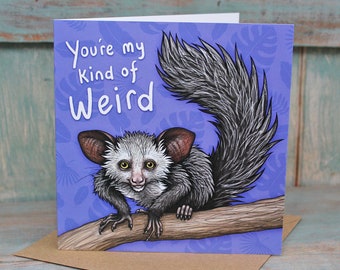 You're My Kind Of Weird Aye Aye Illustration Card