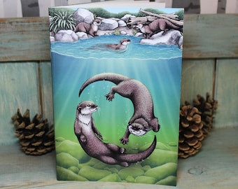 A5 Asian Small-Clawed Otters Notebook ~ 48 Lined Pages