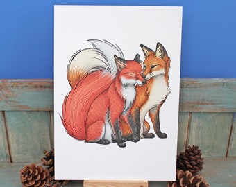 Fox Couple Illustration A4 Print