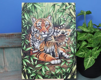 Sumatran Tigers Illustration A4 Print