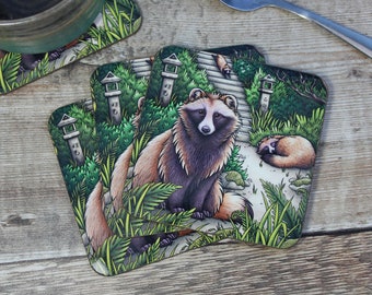 Tanuki Illustration Coaster