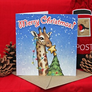 Een wilde kerst hebben ~ Kerstkaart giraffen