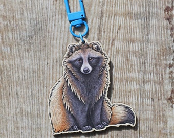 Tanuki Wooden Keyring