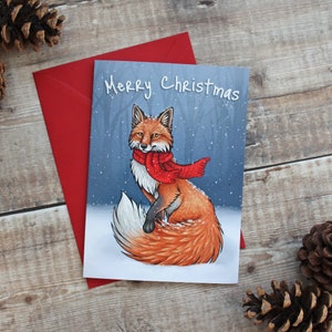 Carte de Noël illustration renard hivernal