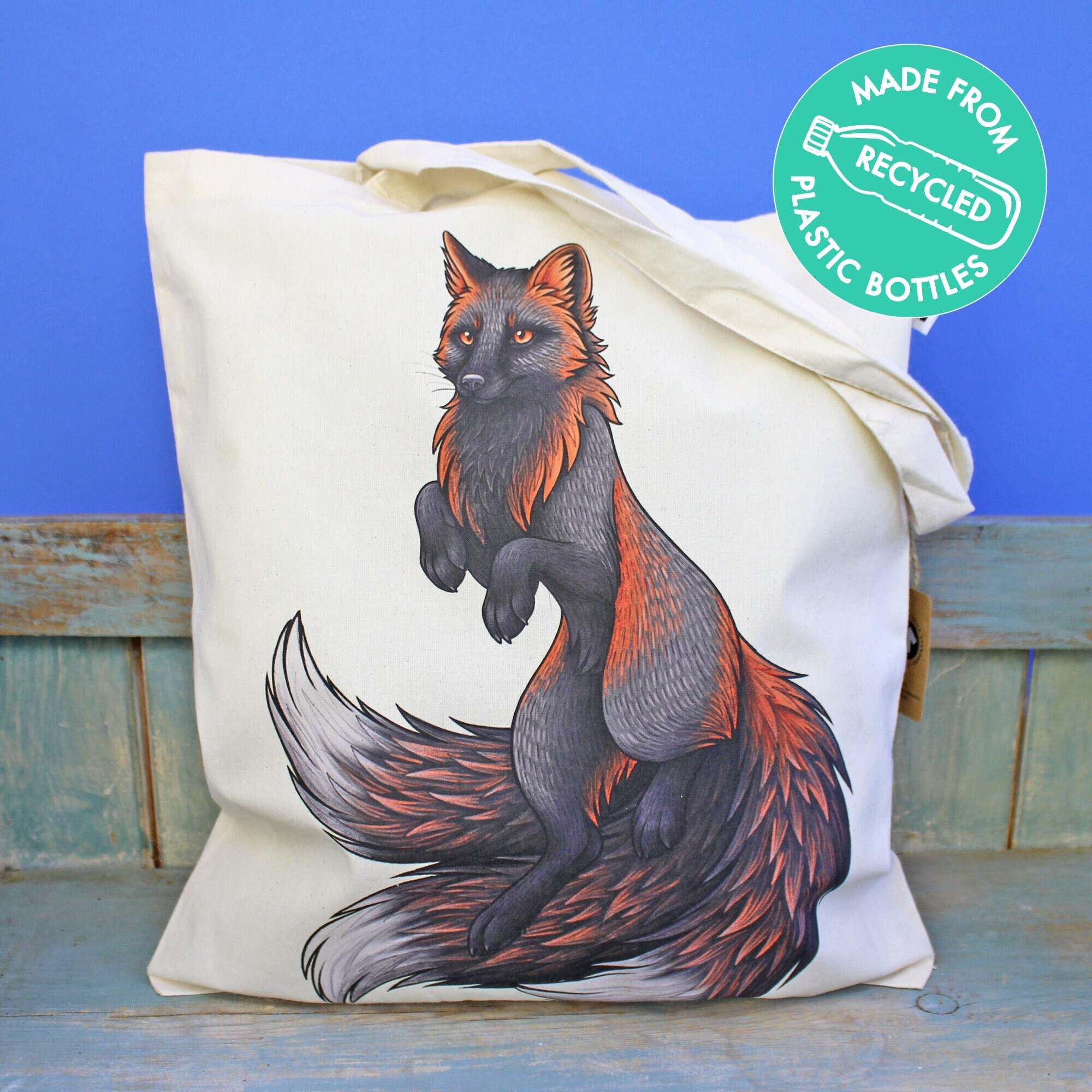 Cross Fox Kitsune Tote Bag Made From Recycled Plastic - Etsy